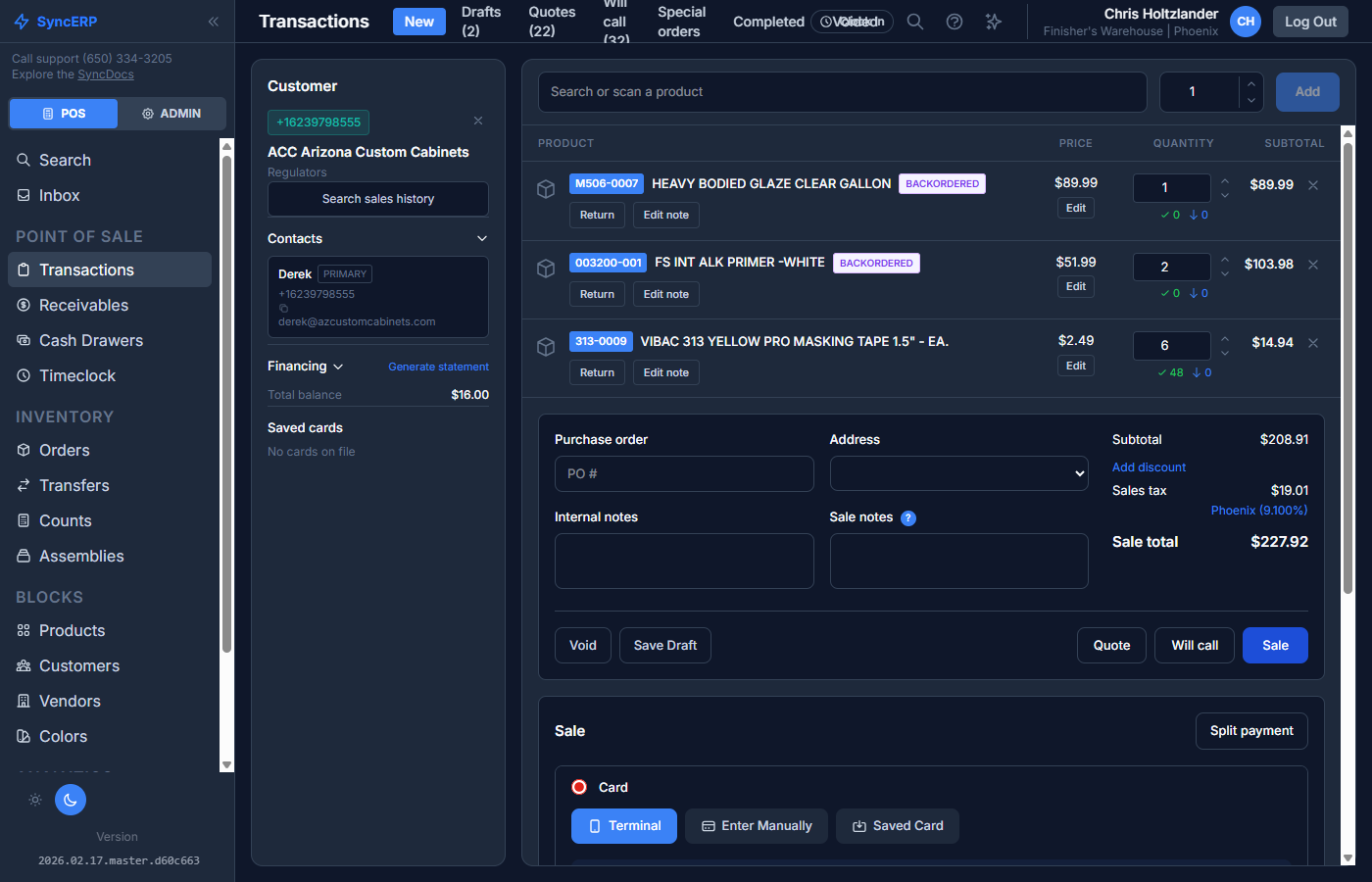 SyncERP POS Interface
